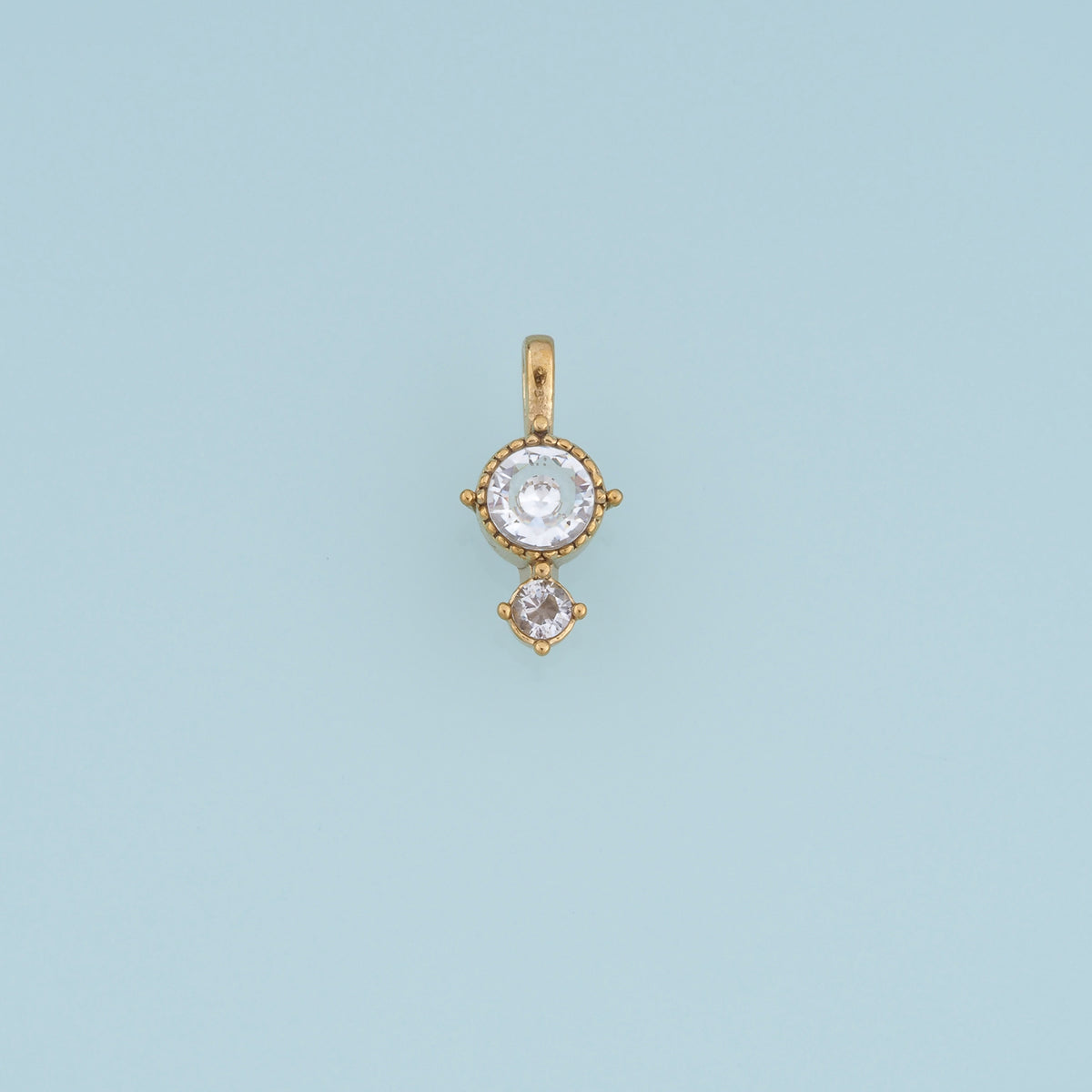 Double Drop Gemstone Pendant,14K Gold Red Clear Crystal Charm DIY Charm for Necklace Bracelet Making