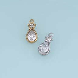 Teardrop Crystal Pendant,14K Gold Silver Clear Gemstone Charm DIY Charm for Necklace Bracelet Making