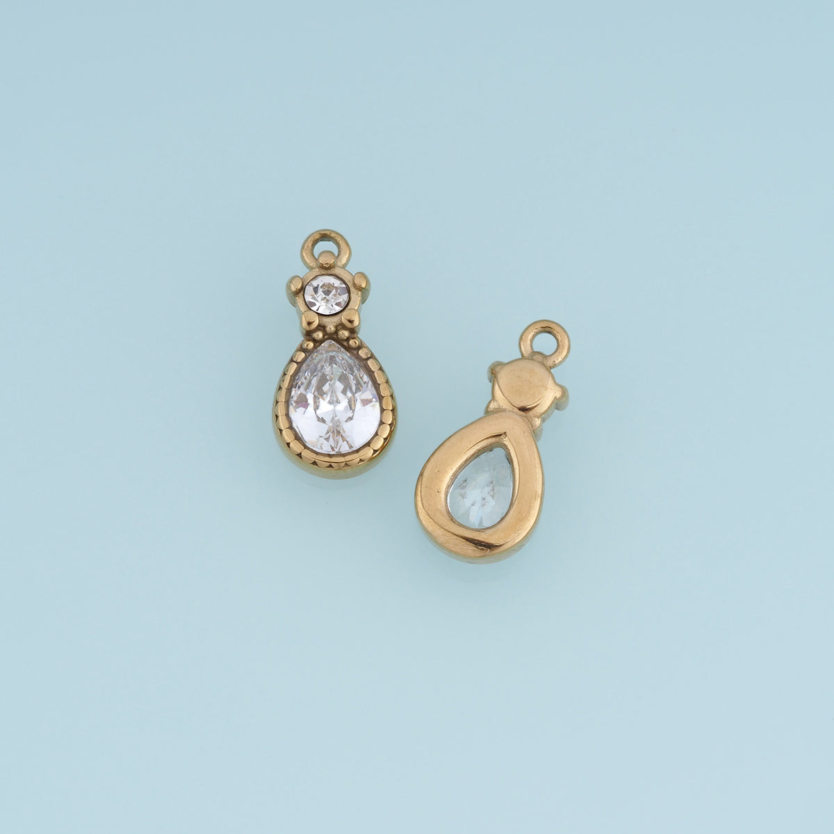 Teardrop Crystal Pendant,14K Gold Silver Clear Gemstone Charm DIY Charm for Necklace Bracelet Making