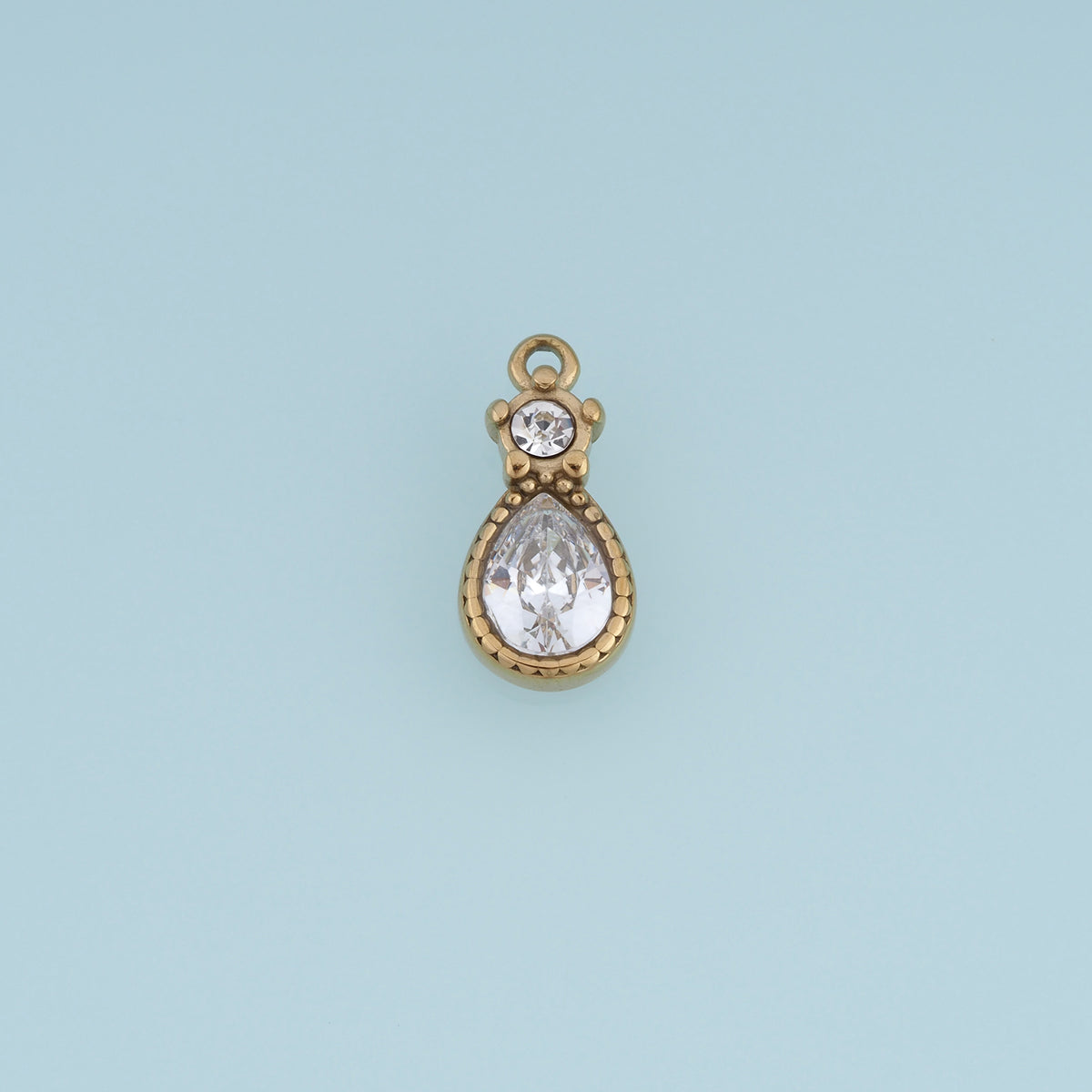 Teardrop Crystal Pendant,14K Gold Silver Clear Gemstone Charm DIY Charm for Necklace Bracelet Making