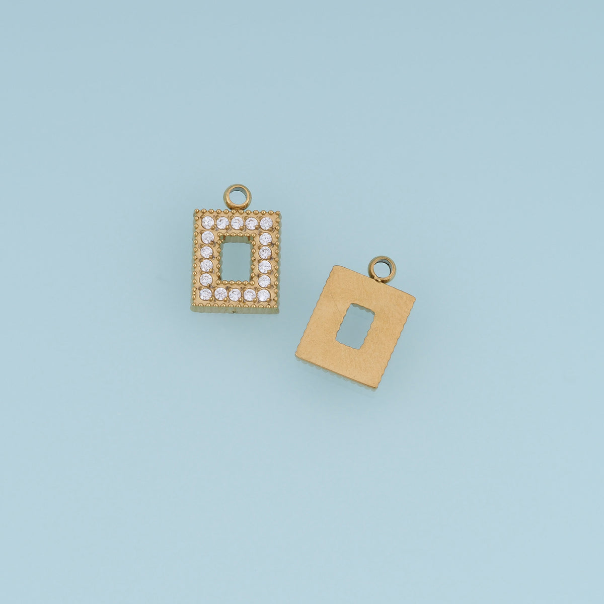 Hollow Rectangle Crystal Pendant,14K Gold Silver Geometric Charm DIY Charm for Necklace Bracelet Making