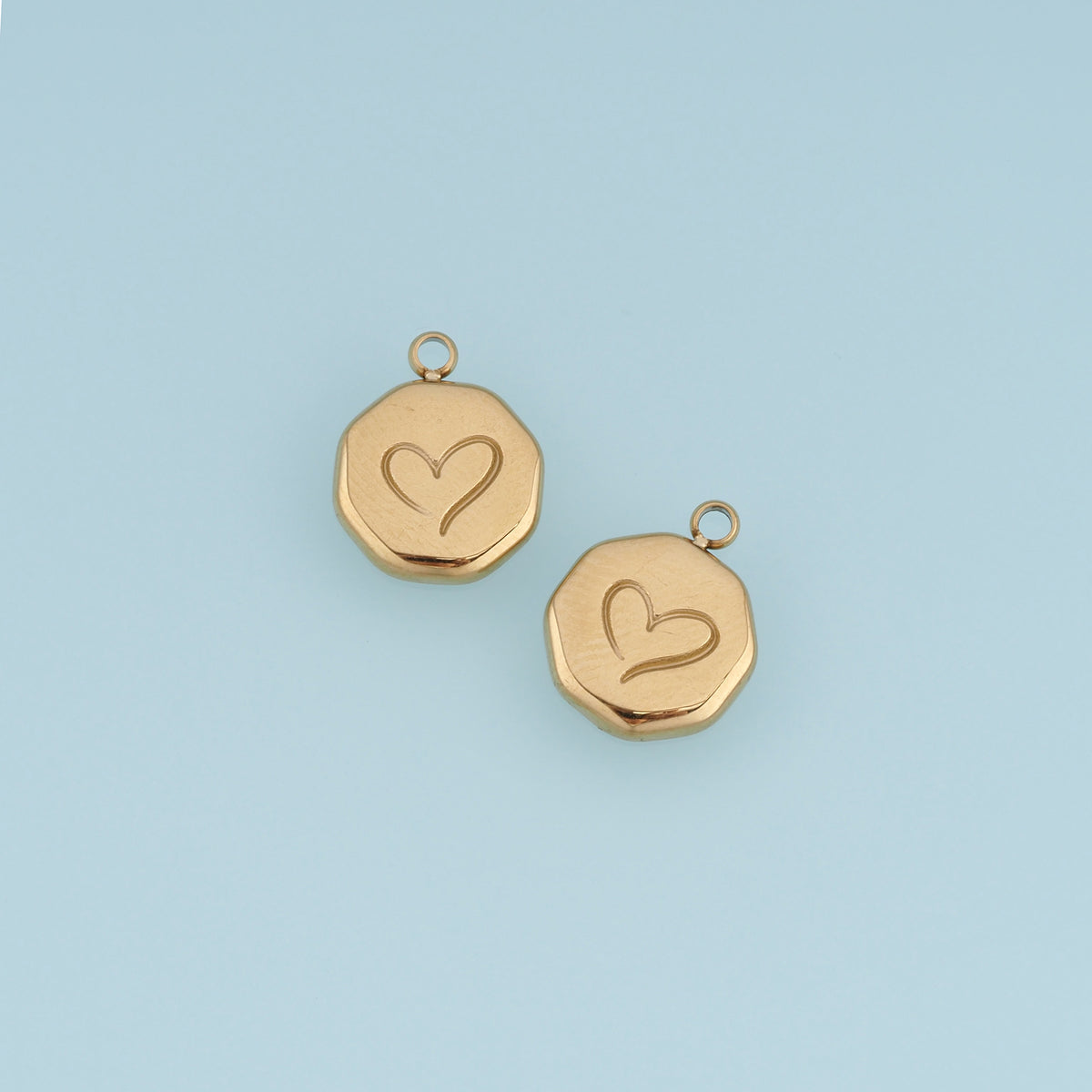 Engraved Heart Coin Pendant,14K Gold Vintage Irregular Round Charm DIY Charm for Necklace Bracelet Making