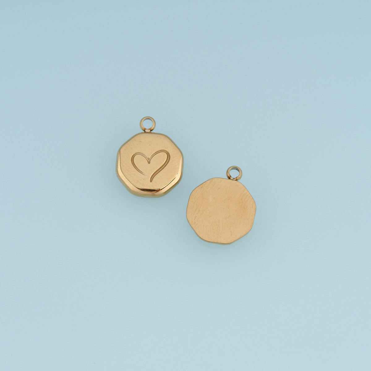 Engraved Heart Coin Pendant,14K Gold Vintage Irregular Round Charm DIY Charm for Necklace Bracelet Making