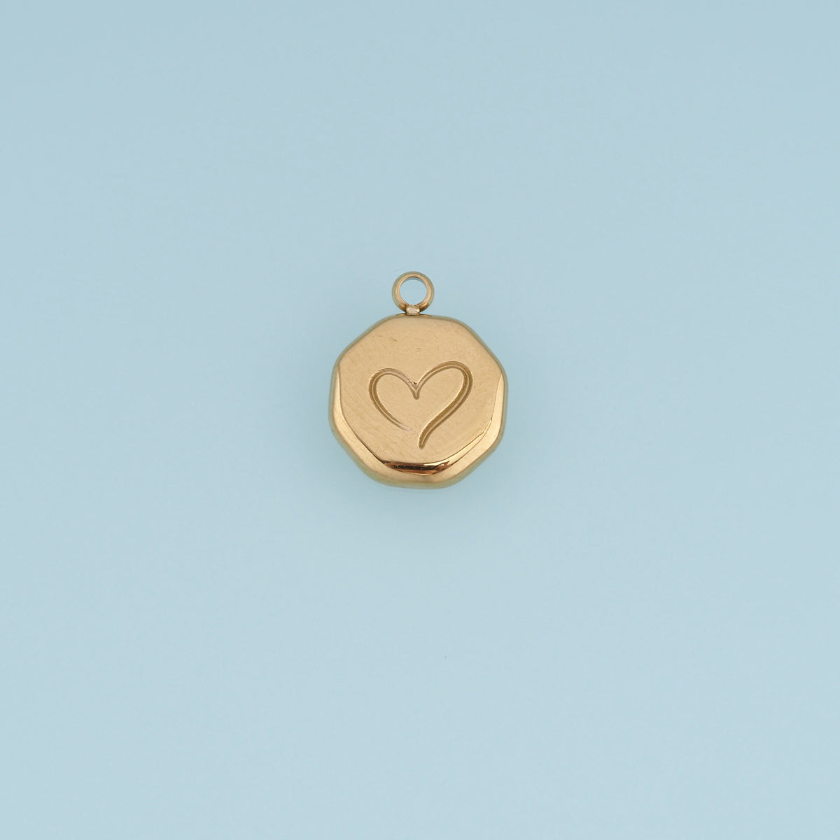Engraved Heart Coin Pendant,14K Gold Vintage Irregular Round Charm DIY Charm for Necklace Bracelet Making