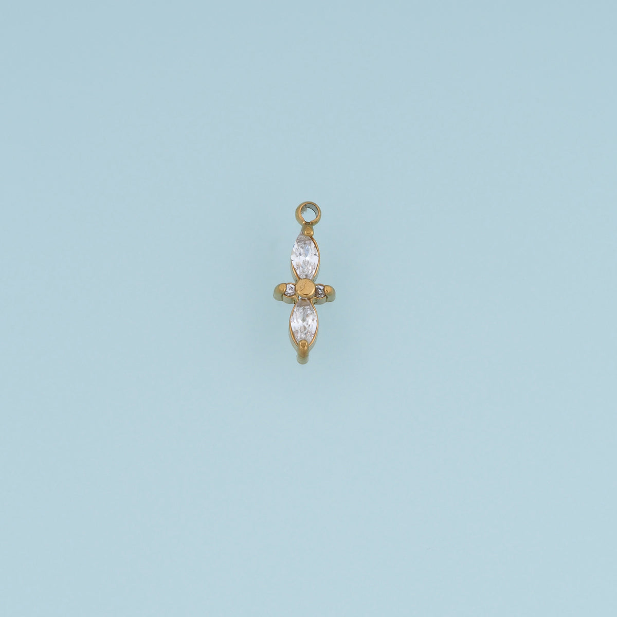 Four Petal Crystal Flower Pendant,14K Gold Silver Dainty Floral Charm DIY Charm for Necklace Bracelet Making