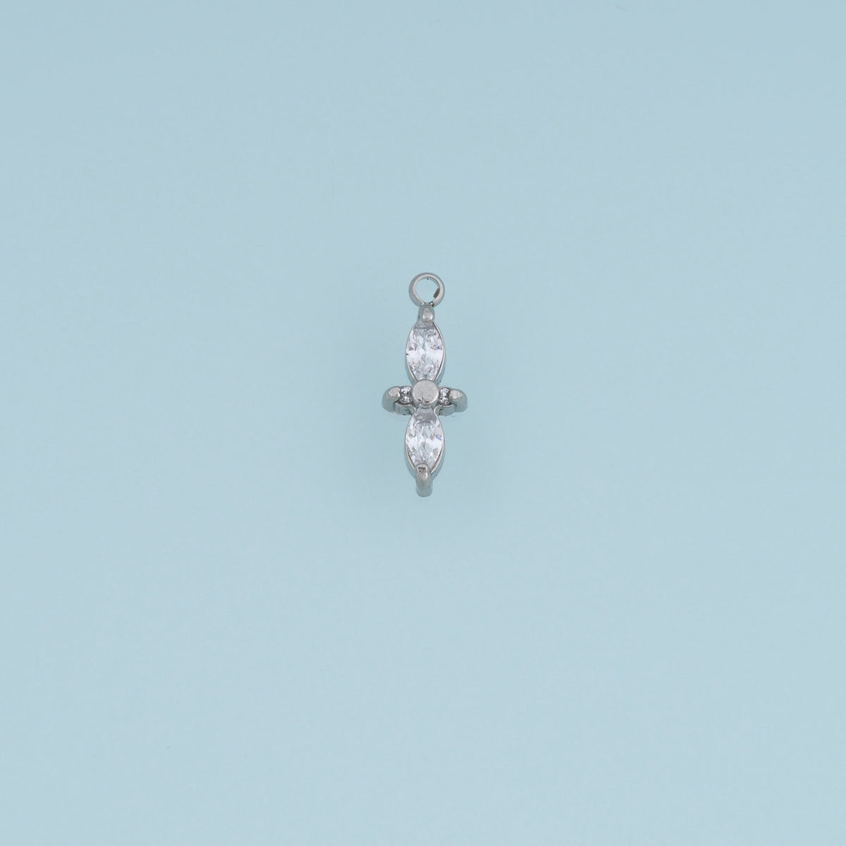 Four Petal Crystal Flower Pendant,14K Gold Silver Dainty Floral Charm DIY Charm for Necklace Bracelet Making