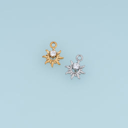 Sun Moon Crystal Pendant,14K Gold Silver Celestial Sunburst Charm DIY Charm for Necklace Bracelet Making