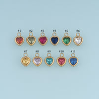 Colorful Crystal Heart Pendant,14K Gold Vintage Textured Gemstone Charm DIY Charm for Necklace Bracelet Making