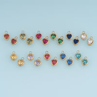 Colorful Crystal Heart Pendant,14K Gold Vintage Textured Gemstone Charm DIY Charm for Necklace Bracelet Making