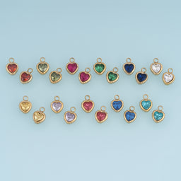 Colorful Crystal Heart Pendant,14K Gold Vintage Textured Gemstone Charm DIY Charm for Necklace Bracelet Making