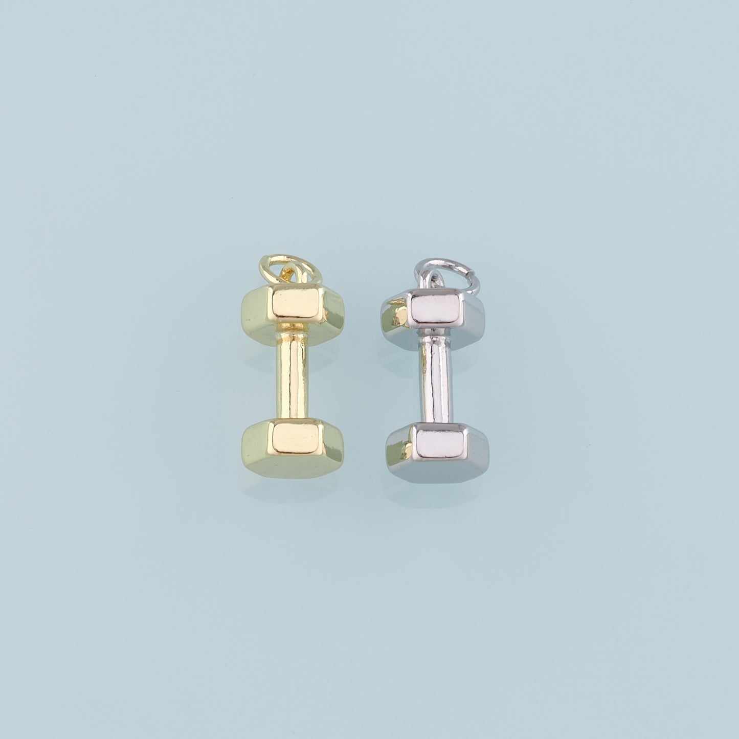 Gold Barbell Charms,18K Gold Filled Barbell Pendant Charm Bracelet Necklace for DIY Jewelry Making Supply
