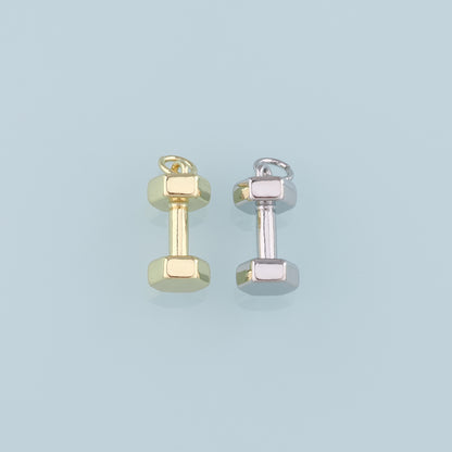 Gold Barbell Charms,18K Gold Filled Barbell Pendant Charm Bracelet Necklace for DIY Jewelry Making Supply