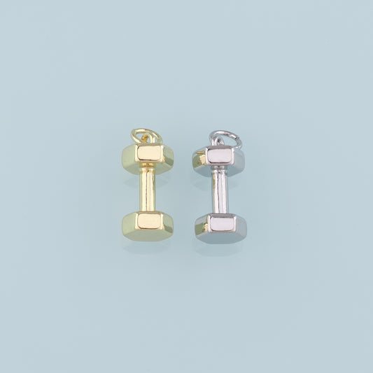 Gold Barbell Charms,18K Gold Filled Barbell Pendant Charm Bracelet Necklace for DIY Jewelry Making Supply