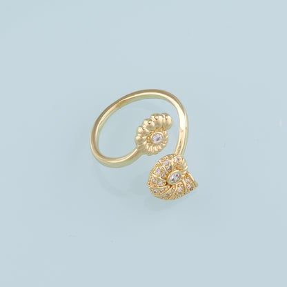Gold Shell Ring,18K Gold Filled CZ Micro Pave Conch Ring,Classic Little Shell jewelry
