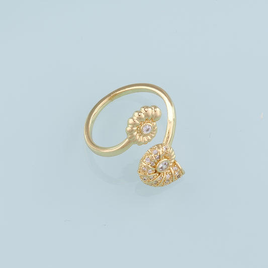 Gold Shell Ring,18K Gold Filled CZ Micro Pave Conch Ring,Classic Little Shell jewelry