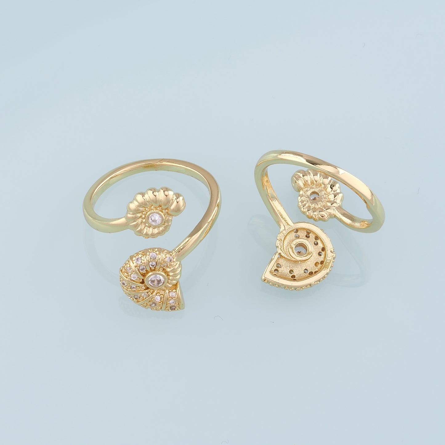 Gold Shell Ring,18K Gold Filled CZ Micro Pave Conch Ring,Classic Little Shell jewelry