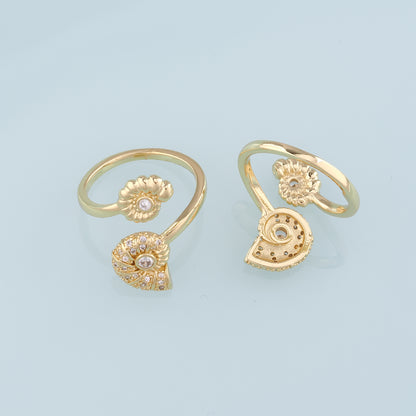 Gold Shell Ring,18K Gold Filled CZ Micro Pave Conch Ring,Classic Little Shell jewelry