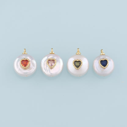 Gold Heart Charms,18K Gold Filled Pearl Heart Pendant,Heart Charm Bracelet Necklace for DIY Jewelry Making Supply