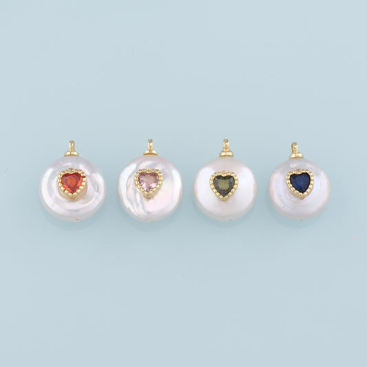 Gold Heart Charms,18K Gold Filled Pearl Heart Pendant,Heart Charm Bracelet Necklace for DIY Jewelry Making Supply