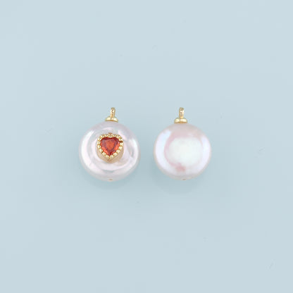 Gold Heart Charms,18K Gold Filled Pearl Heart Pendant,Heart Charm Bracelet Necklace for DIY Jewelry Making Supply