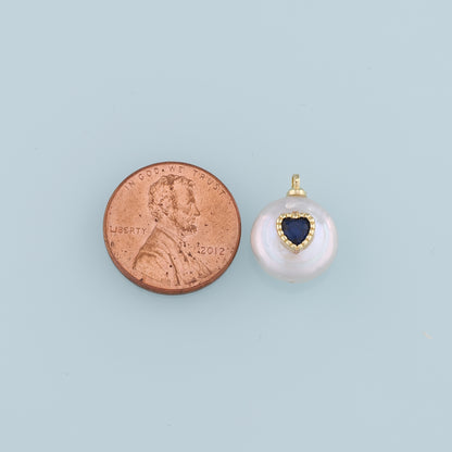 Gold Heart Charms,18K Gold Filled Pearl Heart Pendant,Heart Charm Bracelet Necklace for DIY Jewelry Making Supply