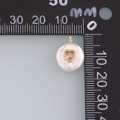 Gold Heart Charms,18K Gold Filled Pearl Heart Pendant,Heart Charm Bracelet Necklace for DIY Jewelry Making Supply