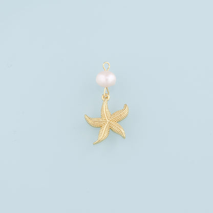 18K Gold Filled Pearl Starfish Pendant,Starfish Charm Bracelet Necklace for DIY Jewelry Making Supply
