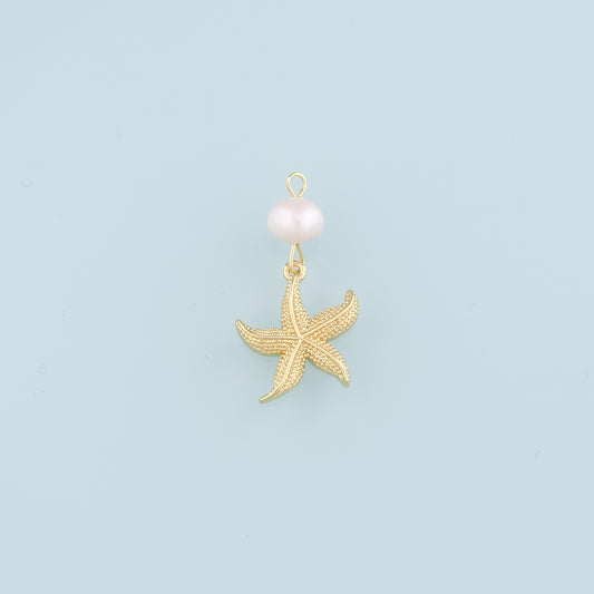 18K Gold Filled Pearl Starfish Pendant,Starfish Charm Bracelet Necklace for DIY Jewelry Making Supply