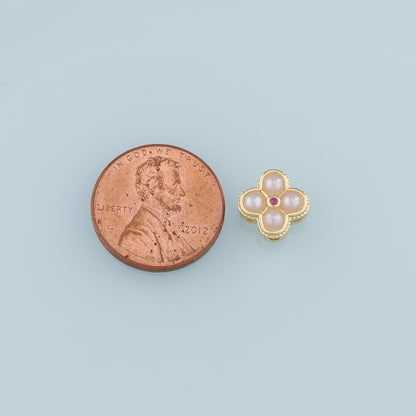 Gold Flower Spacer Beads Charms,18K Gold Filled Pearl Flower Bracelet Necklace for DIY Jewelry Making Supply