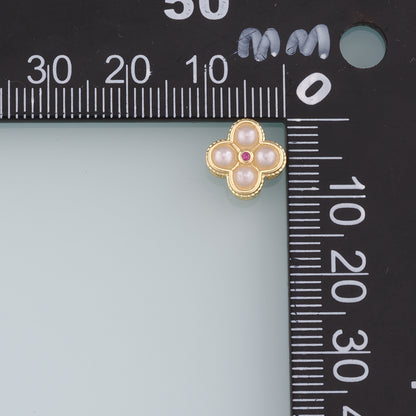 Gold Flower Spacer Beads Charms,18K Gold Filled Pearl Flower Bracelet Necklace for DIY Jewelry Making Supply