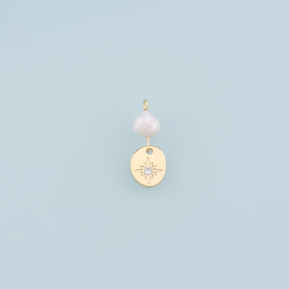 18K Gold Filled Pearl Star Pendant,CZ Star Charm Bracelet Necklace for DIY Jewelry Making Supply
