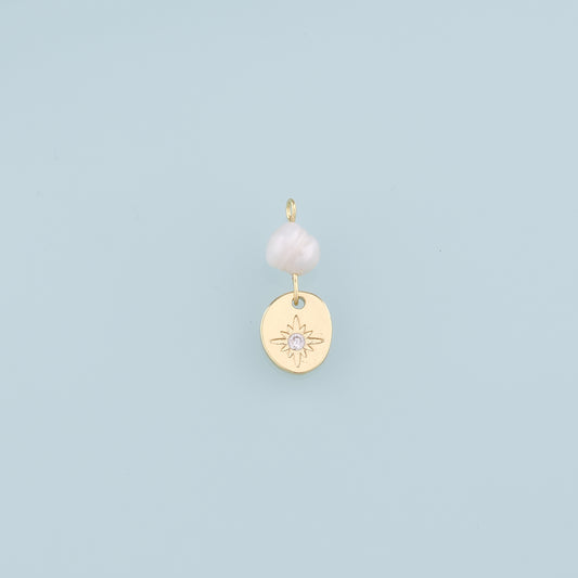 18K Gold Filled Pearl Star Pendant,CZ Star Charm Bracelet Necklace for DIY Jewelry Making Supply