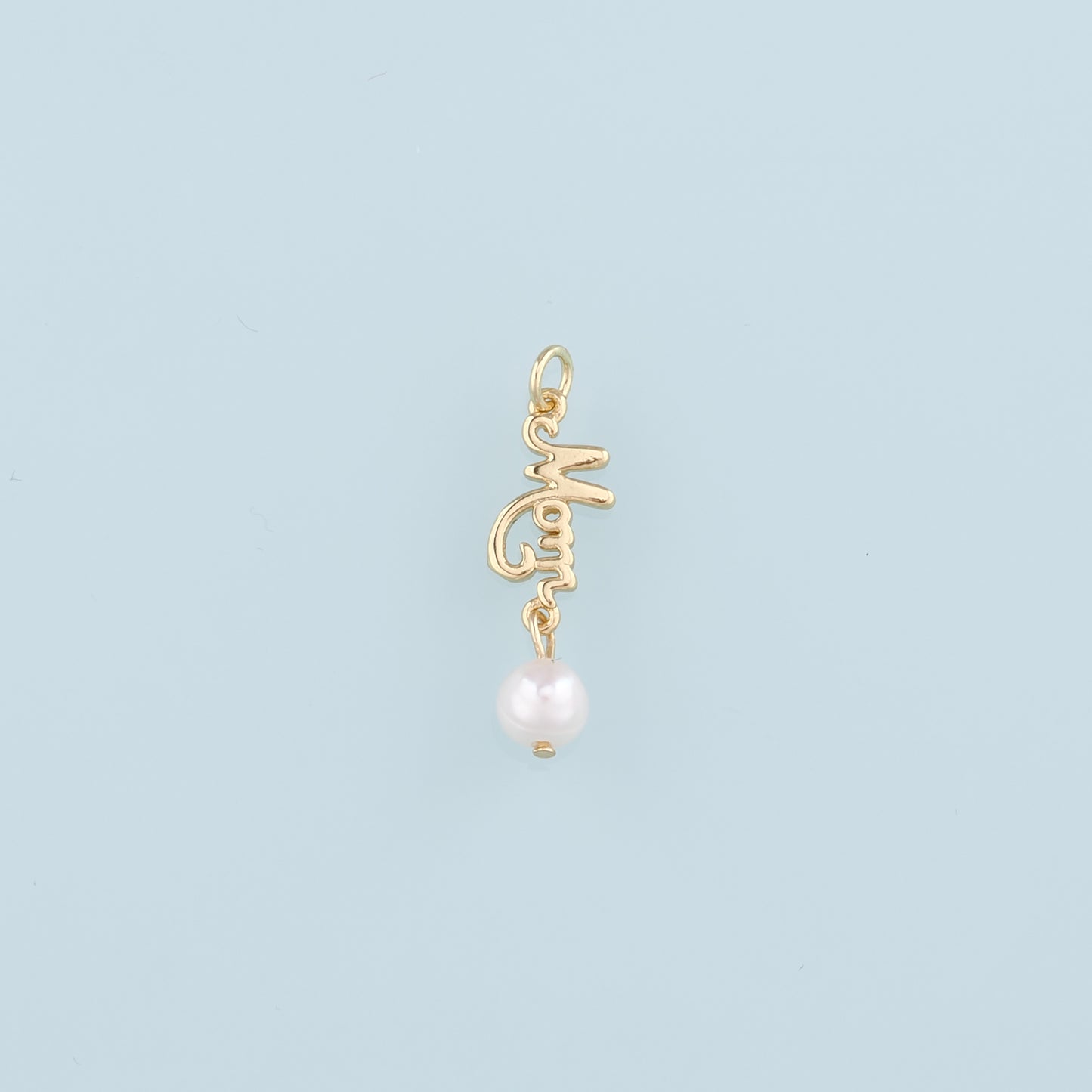 18K Gold Filled Pearl Mom Pendant,Mom Charm Bracelet Necklace for DIY Jewelry Making Supply