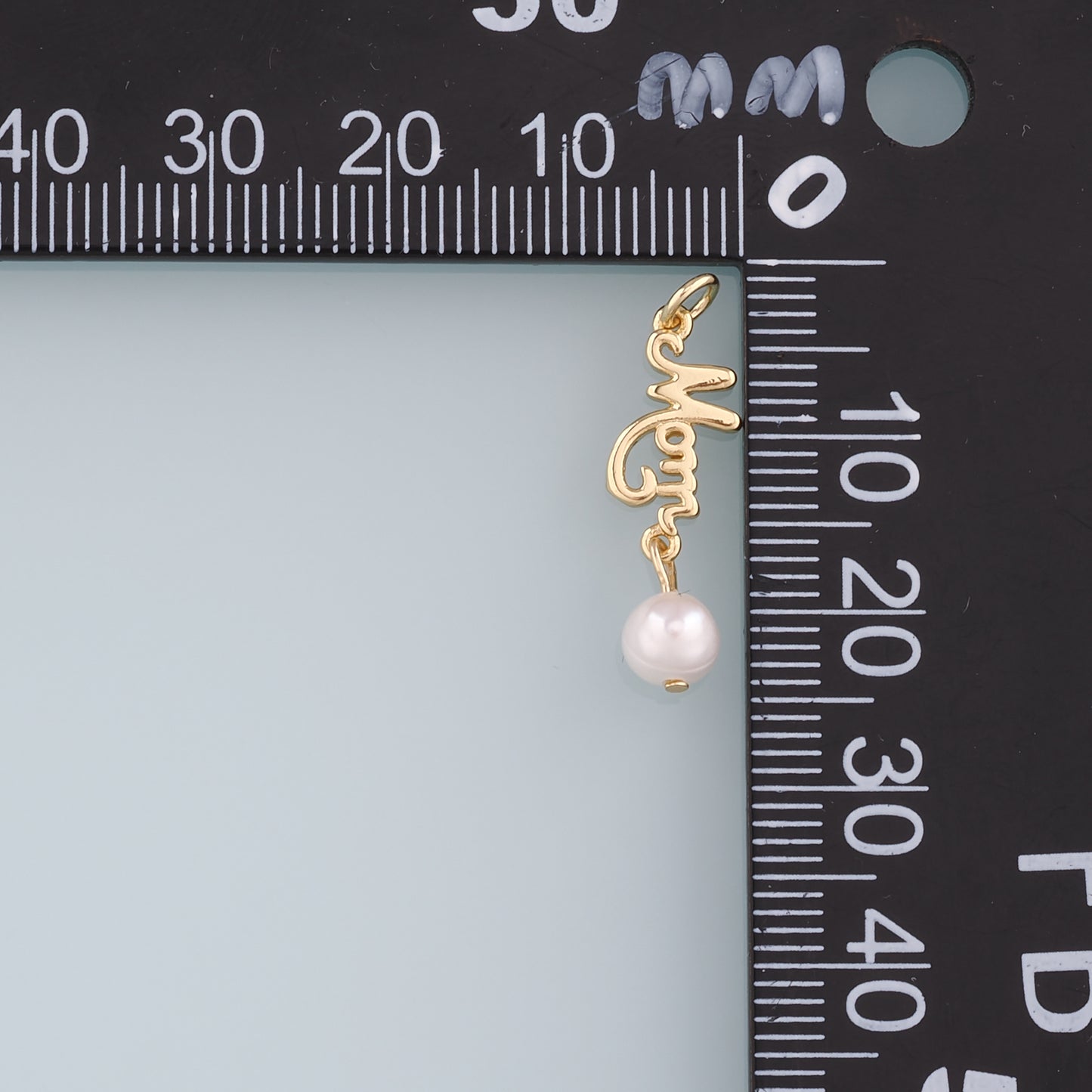 18K Gold Filled Pearl Mom Pendant,Mom Charm Bracelet Necklace for DIY Jewelry Making Supply