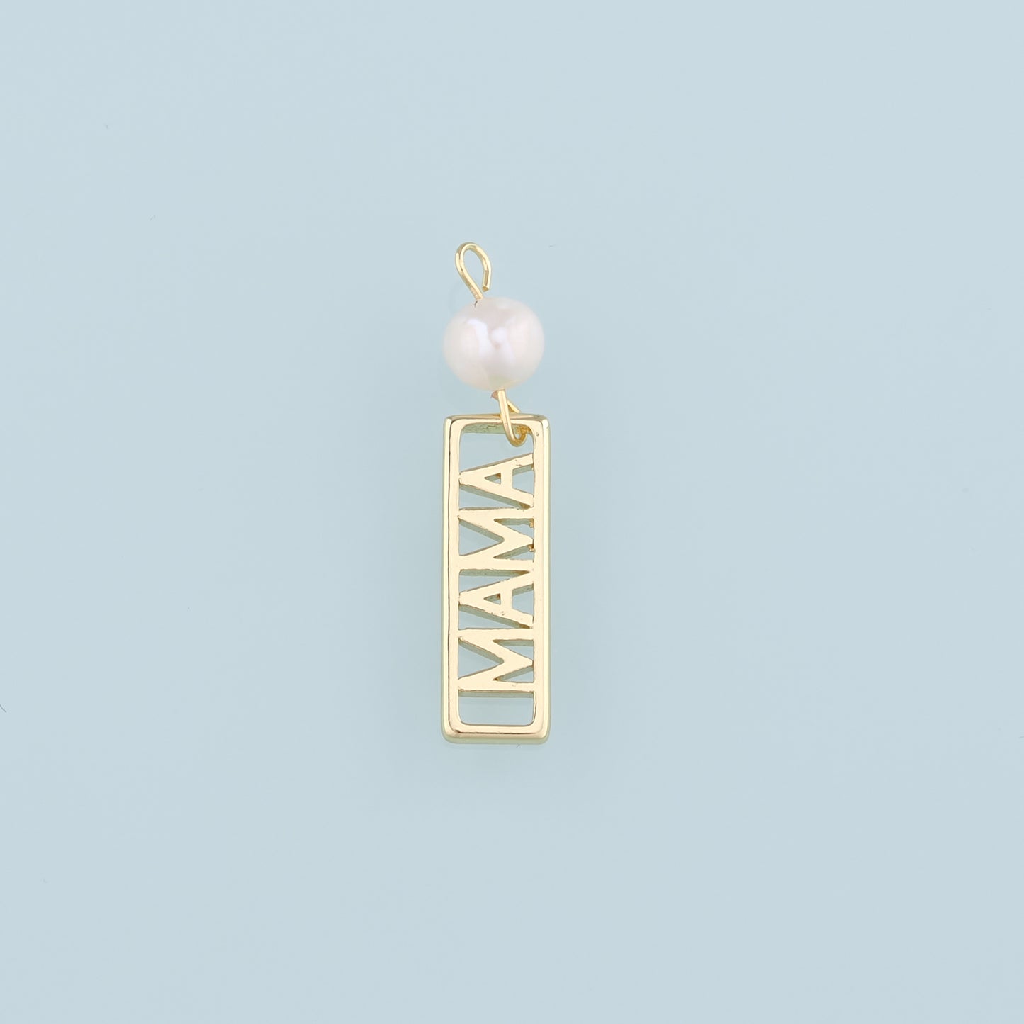 18K Gold Filled Pearl Mama Pendant,Dainty Mama Charm Bracelet Necklace for DIY Jewelry Making Supply