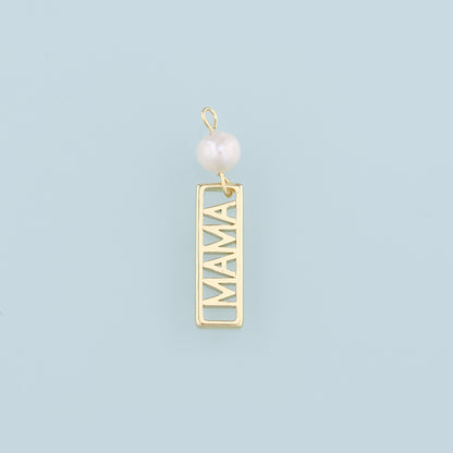 18K Gold Filled Pearl Mama Pendant,Dainty Mama Charm Bracelet Necklace for DIY Jewelry Making Supply