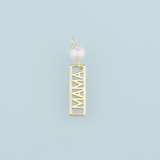 18K Gold Filled Pearl Mama Pendant,Dainty Mama Charm Bracelet Necklace for DIY Jewelry Making Supply