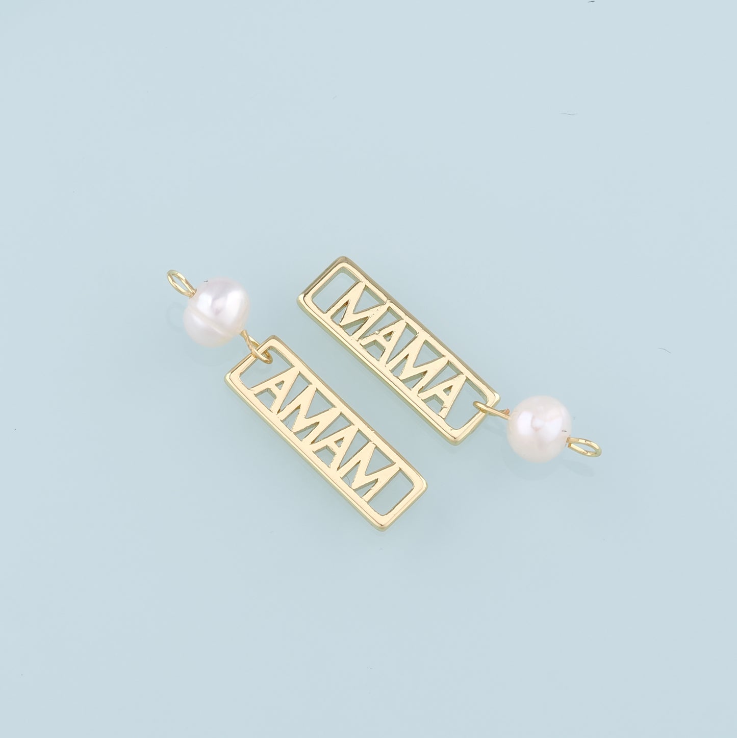 18K Gold Filled Pearl Mama Pendant,Dainty Mama Charm Bracelet Necklace for DIY Jewelry Making Supply