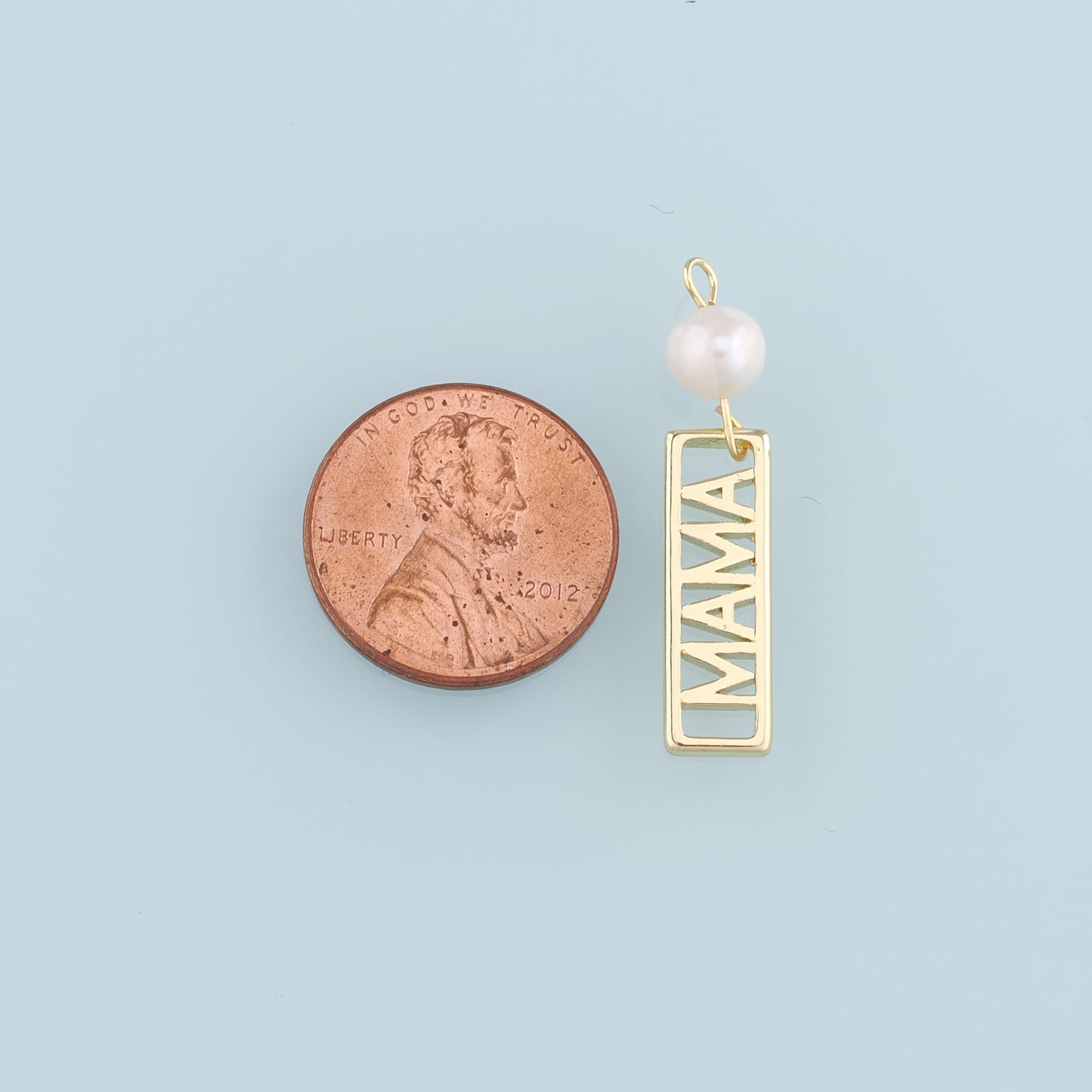 18K Gold Filled Pearl Mama Pendant,Dainty Mama Charm Bracelet Necklace for DIY Jewelry Making Supply