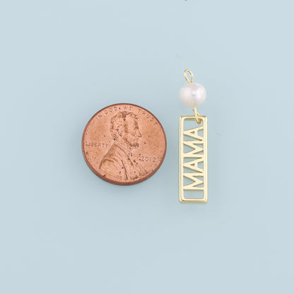 18K Gold Filled Pearl Mama Pendant,Dainty Mama Charm Bracelet Necklace for DIY Jewelry Making Supply