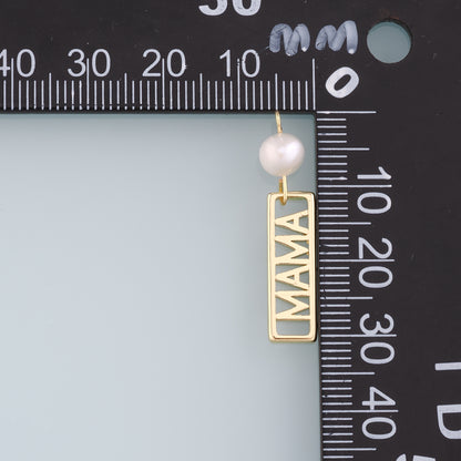 18K Gold Filled Pearl Mama Pendant,Dainty Mama Charm Bracelet Necklace for DIY Jewelry Making Supply