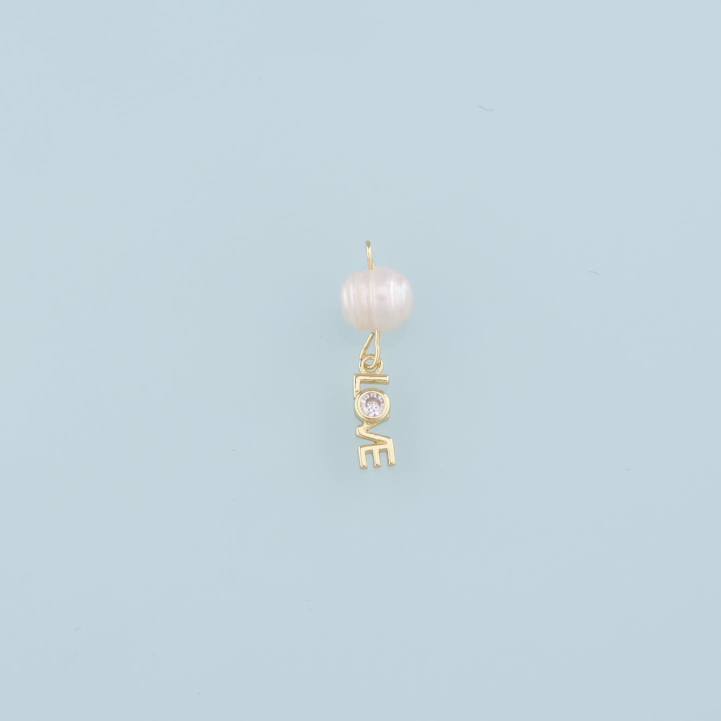 18K Gold Filled Pearl Love Pendant,Love Charm Bracelet Necklace for DIY Jewelry Making Supply