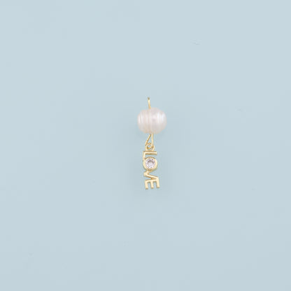 18K Gold Filled Pearl Love Pendant,Love Charm Bracelet Necklace for DIY Jewelry Making Supply
