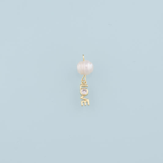 18K Gold Filled Pearl Love Pendant,Love Charm Bracelet Necklace for DIY Jewelry Making Supply