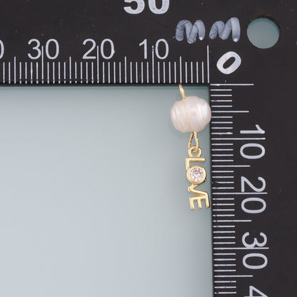 18K Gold Filled Pearl Love Pendant,Love Charm Bracelet Necklace for DIY Jewelry Making Supply