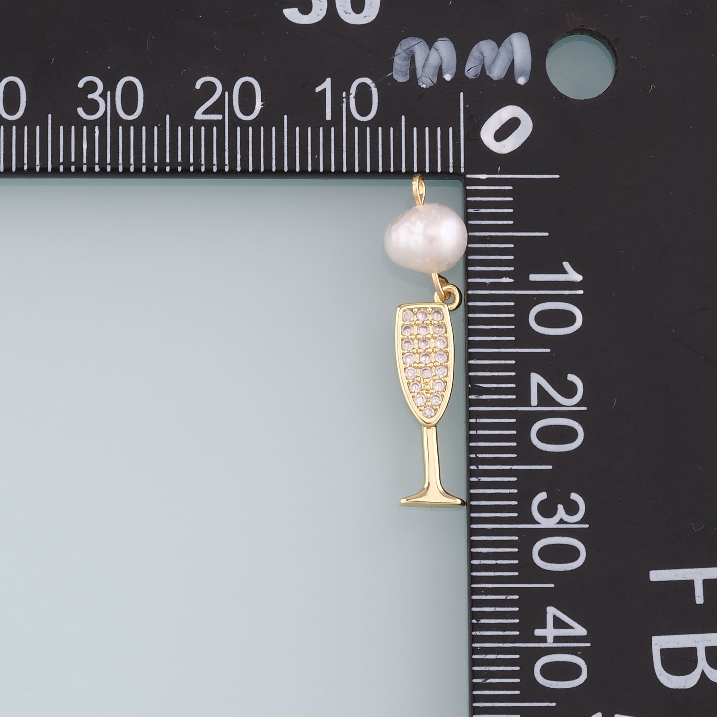 Gold Wine Glass Charms,18K Gold Filled Pearl Wine Glass Pendant,CZ Wine Glass Charm Bracelet Necklace for DIY Jewelry Making Supply