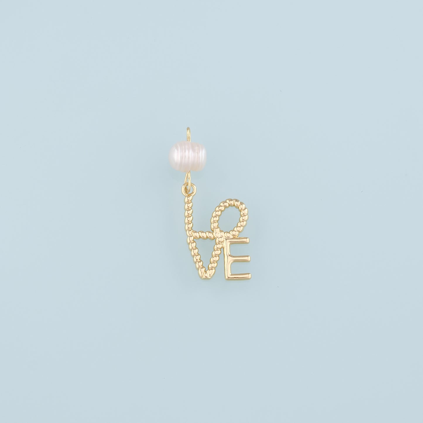 18K Gold Filled Pearl Love Pendant,Love Charm Bracelet Necklace for DIY Jewelry Making Supply