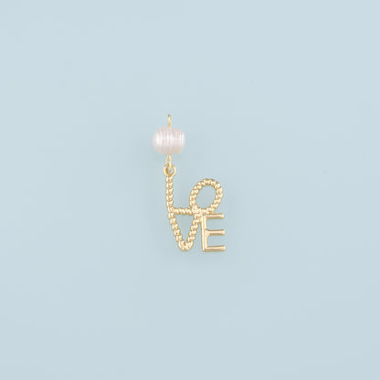 18K Gold Filled Pearl Love Pendant,Love Charm Bracelet Necklace for DIY Jewelry Making Supply