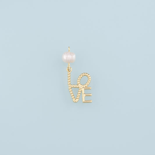 18K Gold Filled Pearl Love Pendant,Love Charm Bracelet Necklace for DIY Jewelry Making Supply