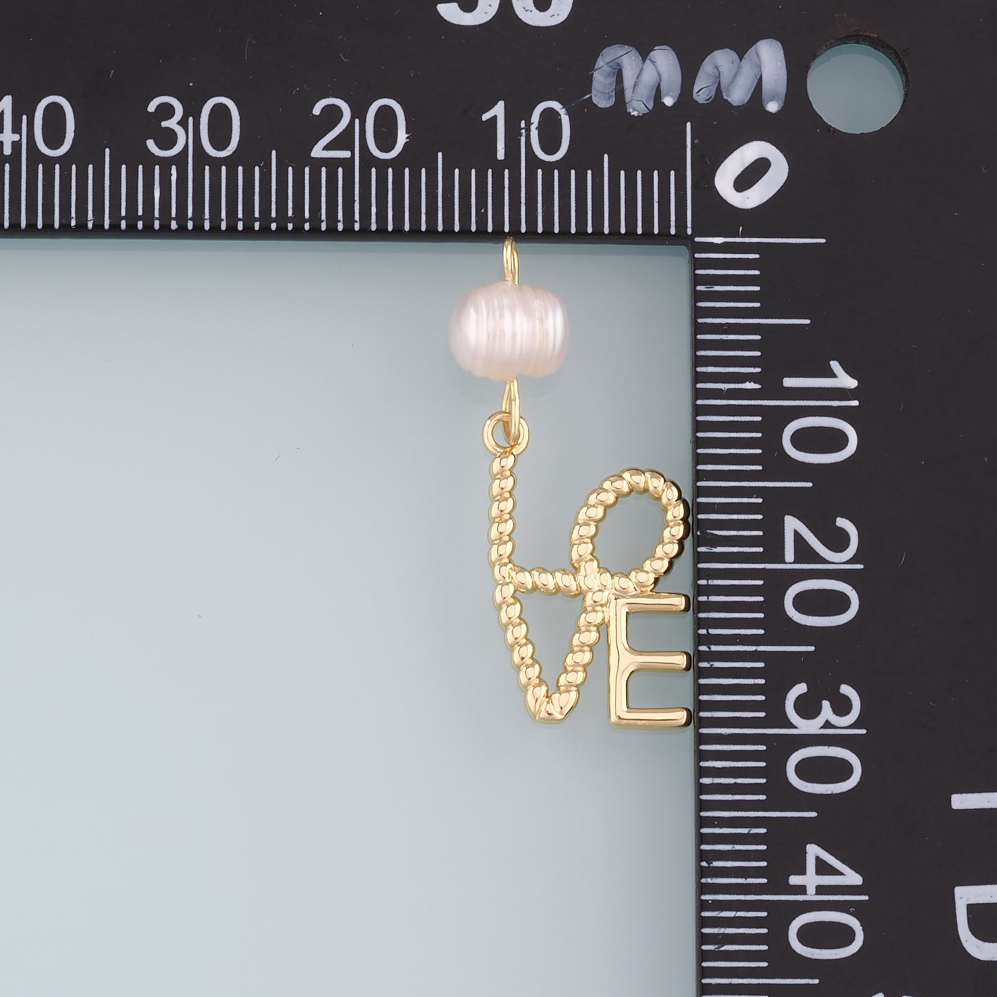 18K Gold Filled Pearl Love Pendant,Love Charm Bracelet Necklace for DIY Jewelry Making Supply
